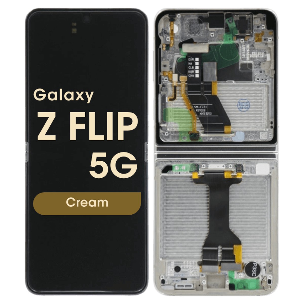 Pantalla OLED con táctil + marco Service Pack para Galaxy Z Flip 5 5G (F731), Cream