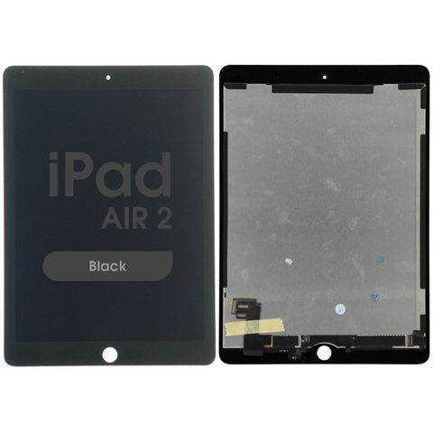 Conjunto completo de pantalla LCD con cristal táctil y flex de reposo / despertar preinstalado Aftermarket para iPad Air 2, Black — imagen 1