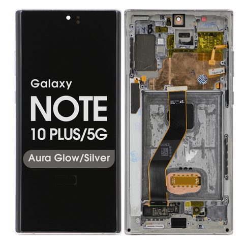 Pantalla Soft OLED con táctil + marco Aftermarket para Galaxy Note 10 Plus / 5G (N975/N976), Aura Glow / Silver — imagen 1