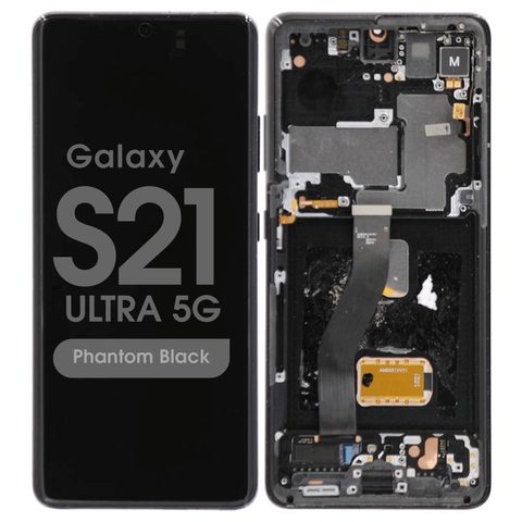 Pantalla OLED con táctil + marco OEM Pull para Galaxy S21 Ultra 5G (G998), Grado C, Must Transfer Antenna for Verizon / Phantom Black — imagen 1