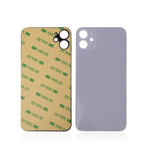 Cristal trasero con adhesivo para iPhone 11, morado (orificio grande de cámara)