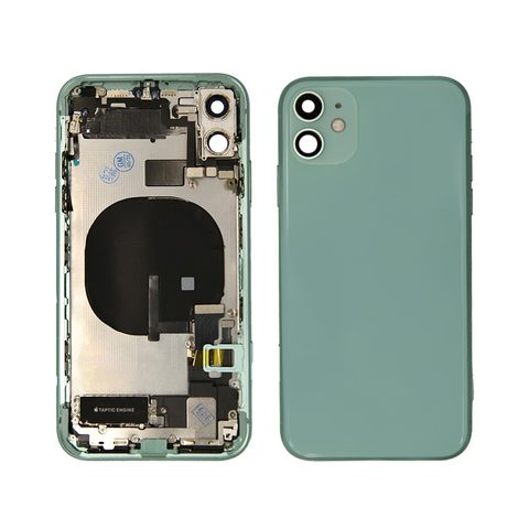 Conjunto de chasis y carcasa trasera con piezas pequeñas preinstaladas para iPhone 11, verde