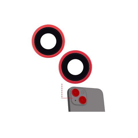 Lente de cámara trasera con soporte y bisel para iPhone 14 / 14 Plus, rojo — imagen 1