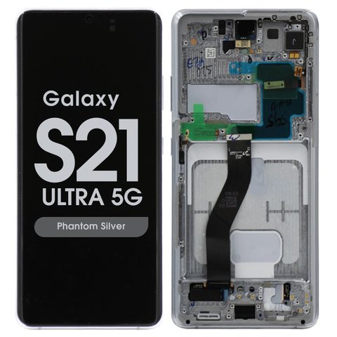Pantalla OLED con táctil + marco Service Pack para Galaxy S21 Ultra 5G (G998), Must Transfer Antenna for Verizon / Phantom Silver — imagen 1